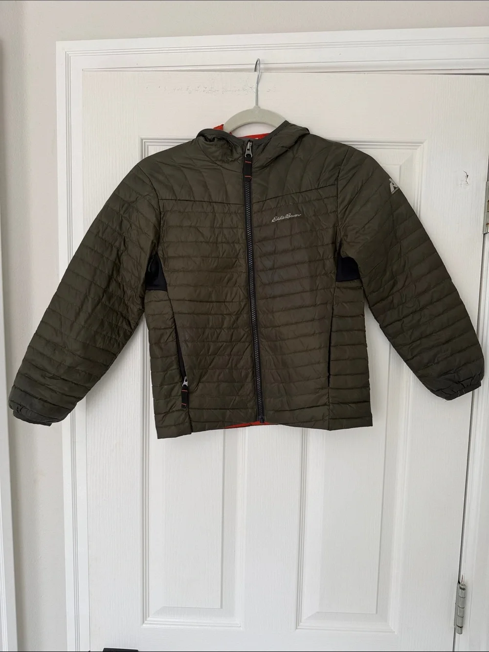 Eddie Bauer Olive Hooded Kids Packable Down Jacket